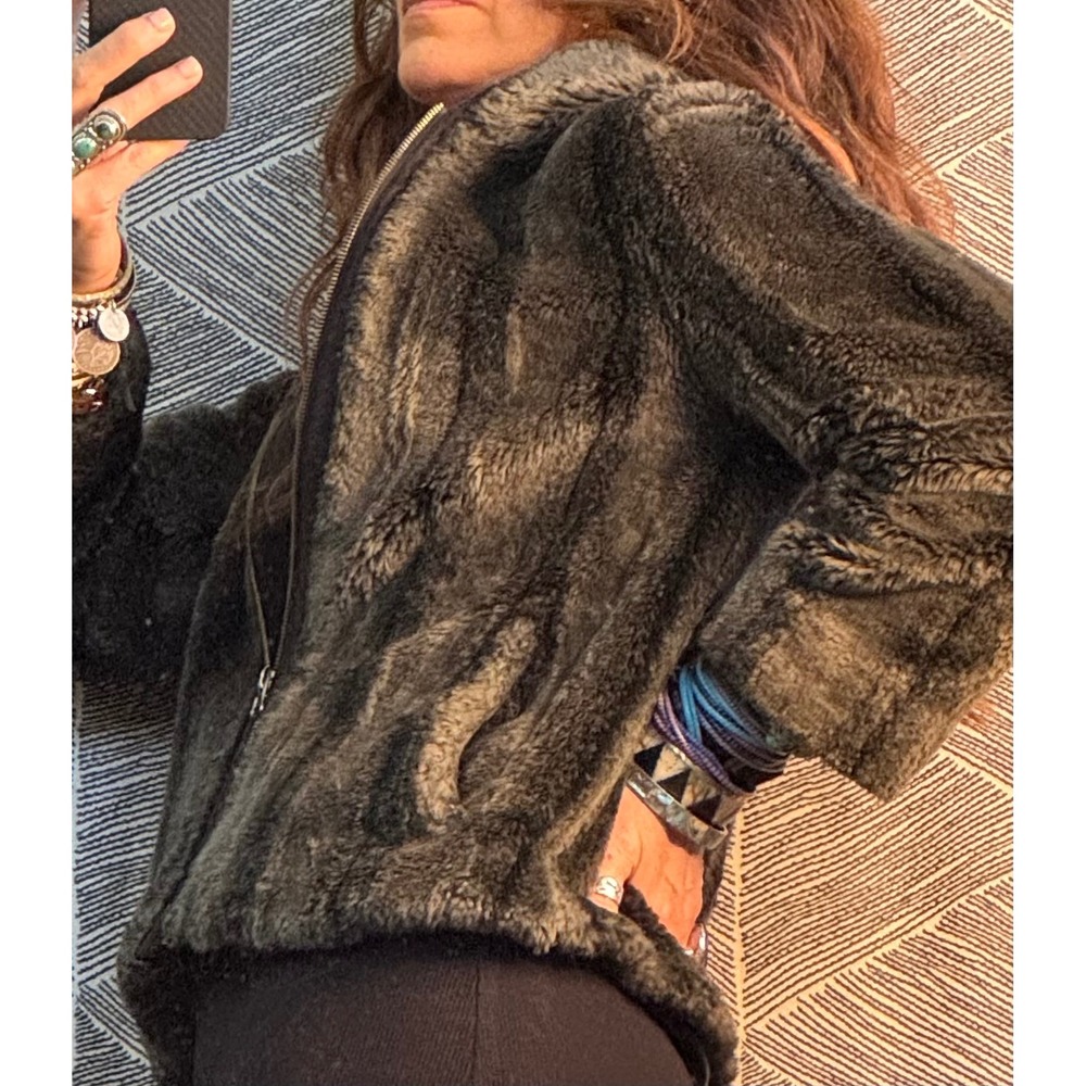 Kristen Blake Faux Fur Hooded Jacket Coat Gray Sz PM - Picture 9 of 10